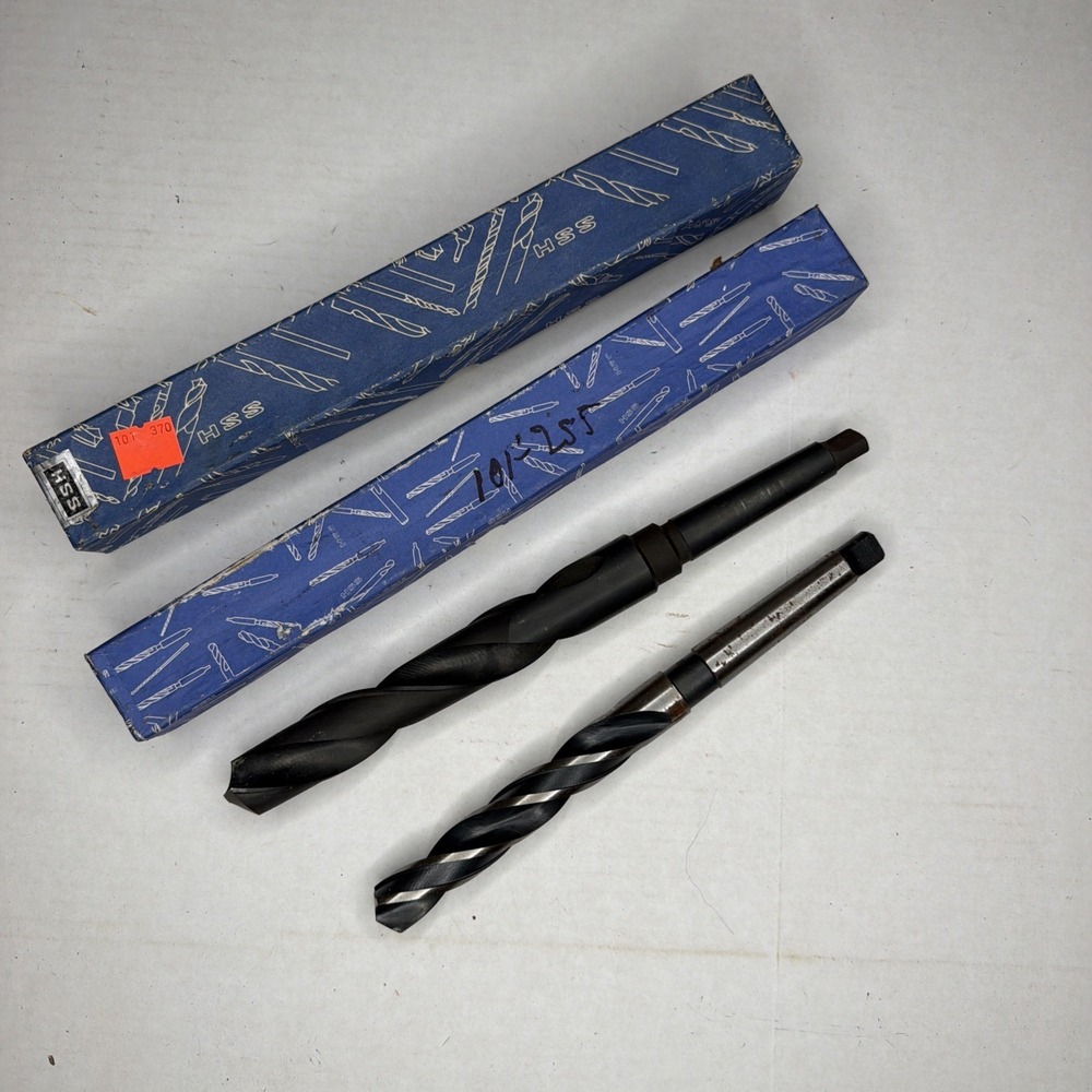 Lot Of 2 PRECISION TWIST DRILL TAPER SHANKS HSS 2MT #1 & HSS 3/4" Original Box